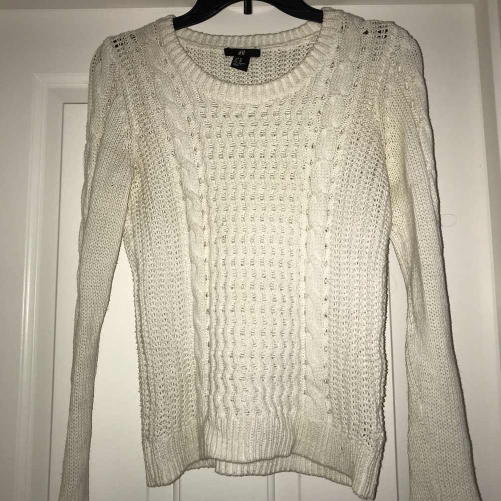 H&M White Cable Knit Sweater
